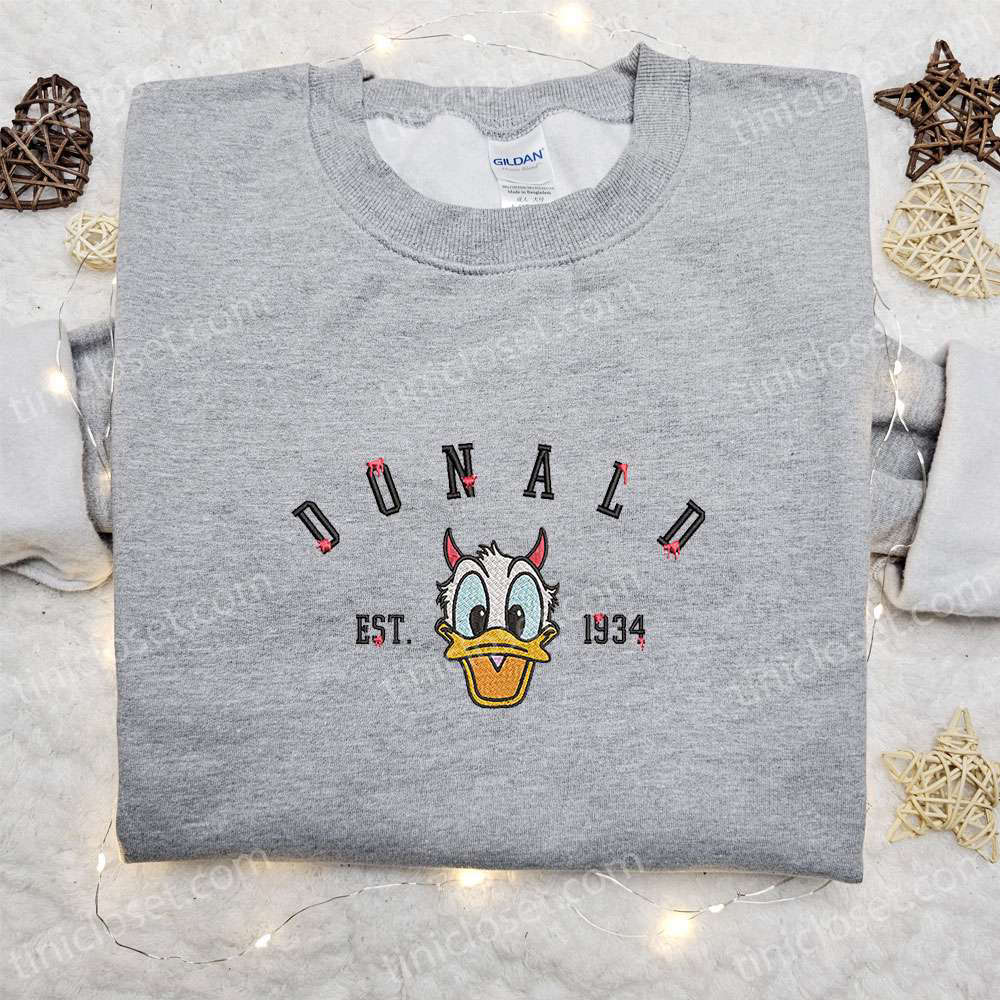 Vintage Donald Est 1934 Hoodie Disney Halloween Embroidered Sweatshirt & Cool Shirt Vintage Donald Est 1934 Hoodie Disney Halloween Embroidered Sweatshirt & Cool Shirt