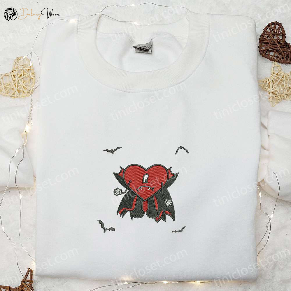 Spooky Dracula Bad Bunny Embroidered Shirt: Perfect Halloween Gift for Family