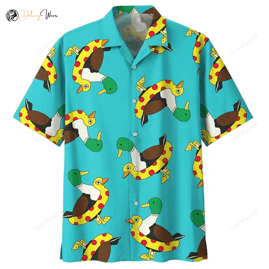 Dramatic Duck Hawaiian Shirt Gift for Men Women Fans: Vibrant Background Unique Style