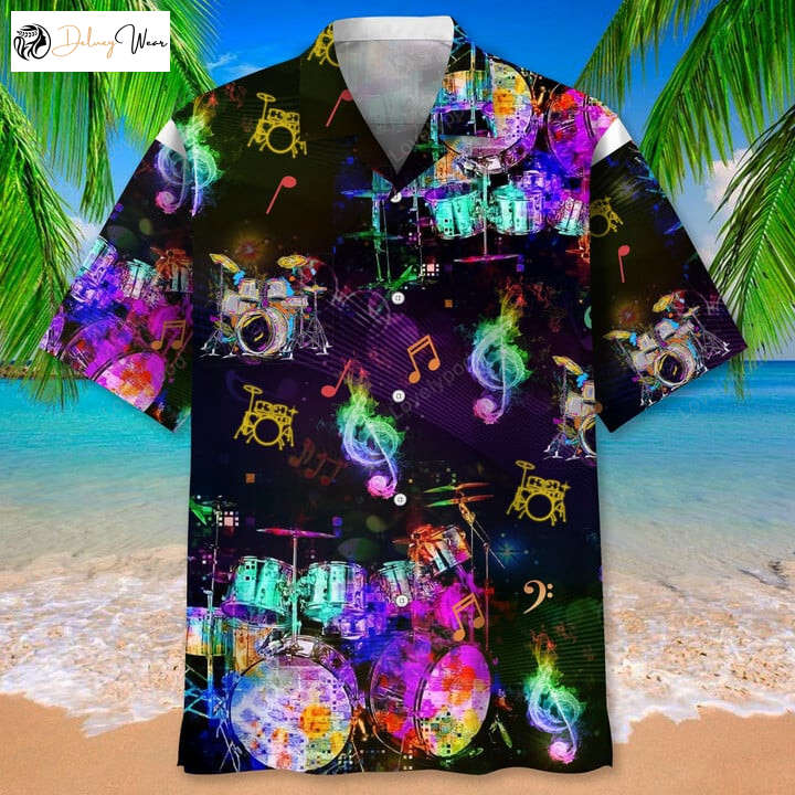 Vibrant Drum Color Hawaiian Shirt Gift for Men Women Fans - Stylish Tropical Attire for Men Shop Now!