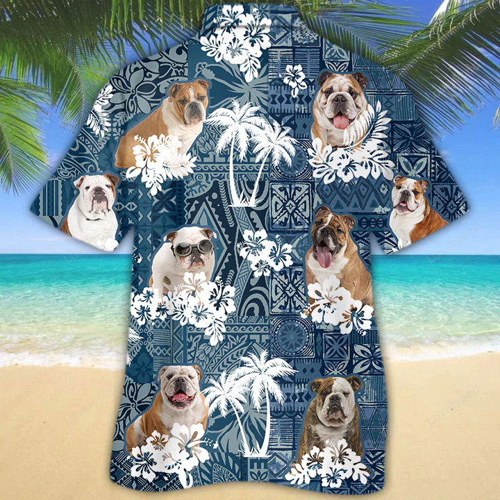 English Bulldog Hawaiian Shirt Gift for Men Women Fans: Vintage Flowers Aloha Shirt Gift for Men Women Fans for Dog Lovers – Hawaiian Shirt Gift for Men Women Fanss for Men and Women