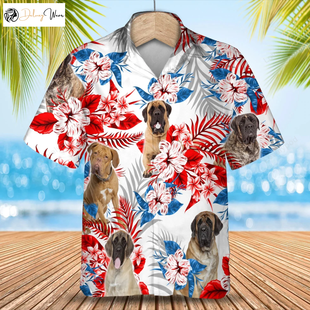 English Mastiff Hawaiian Shirt Gift for Men Women Fans: Men s Summer Aloha Gift Shirt Gift for Men Women Fans