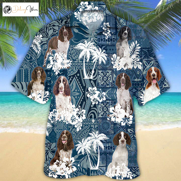 English Springer Spaniel Hawaiian Shirt Gift for Men Women Fans - Floral Dog Short Sleeve Aloha Shirt Gift for Men Women Fans for Men & Women