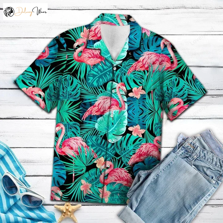 Flamingo Animal Species Hawaiian Shirt Gift for Men Women Fans – Tropical Jungle Design for a Stylish Look
