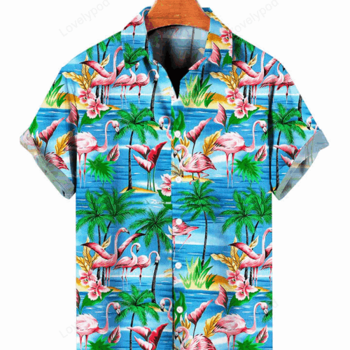 Flamingo Hawaiian Shirt Gift for Men Women Fans: Cool Button Down for Beach Party Beach Hawaii Shirt Gift for Men Women Fans
