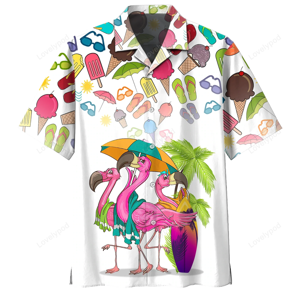 Flamingo Hawaiian Shirt: Stylish Unisex Summer Attire for Men & Women