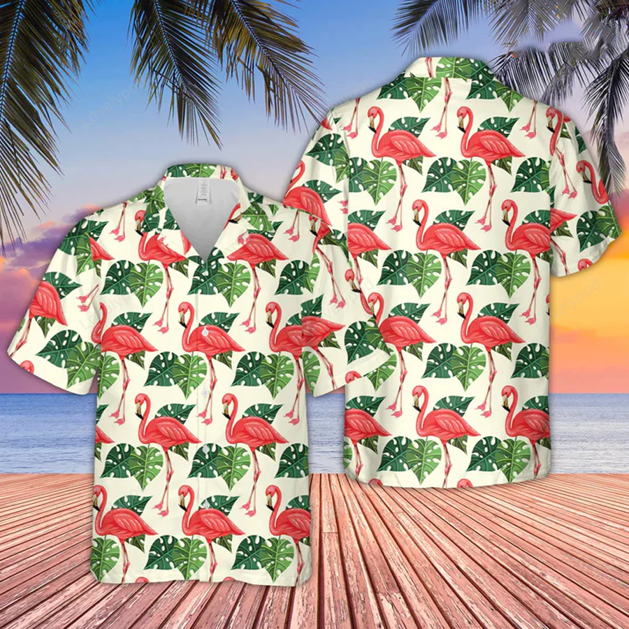 Flamingo Pattern Hawaiian Shirt – Stylish Unisex Aloha Shirt for Men and Women
