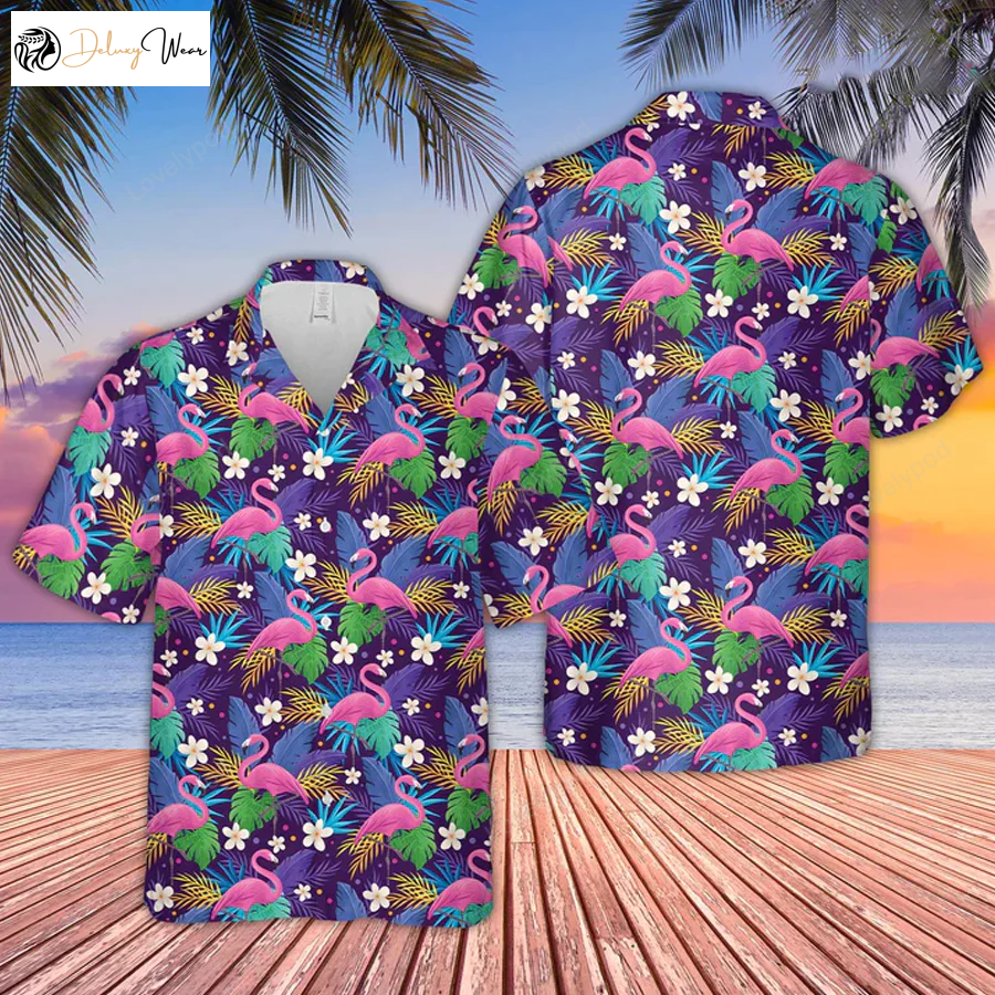 Flamingo Pattern Hawaiian Shirt – Stylish Unisex Aloha Shirt for Men and Women