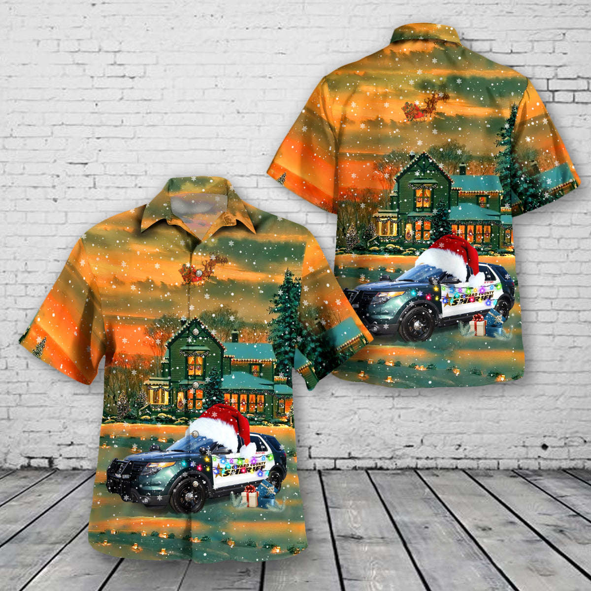 Fort Lauderdale, Florida, Broward County Sheriffs Office K-9 Ford Police Interceptor Utility Christmas Hawaiian Shirt Gift for Men Dad Father Gift for Men Dad Father