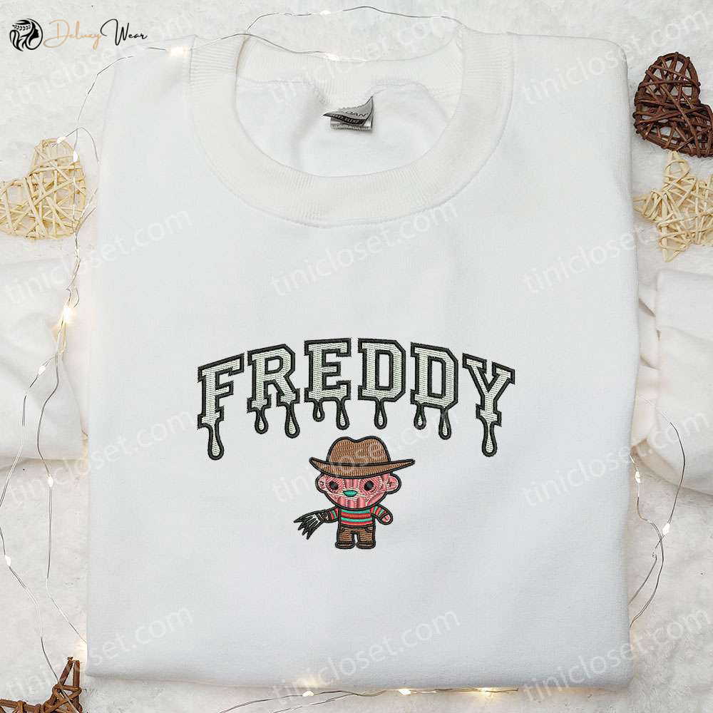 Freddy Krueger Drip Embroidered Sweatshirt: Horror Movie Hoodie – Best Halloween Gift Ideas