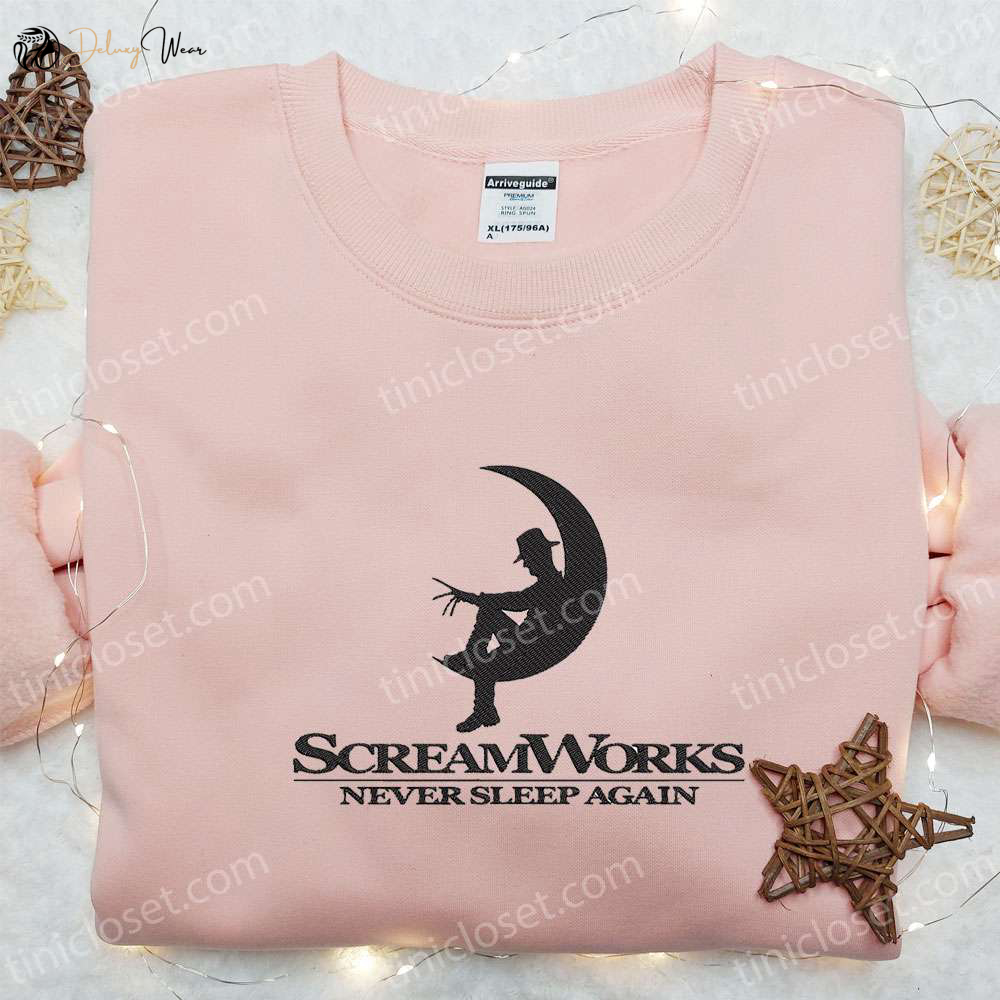 Freddy Krueger Scream Works Embroidered Sweatshirt: Horror Movie Hoodie – Best Halloween Gift Idea Never Sleep Again!