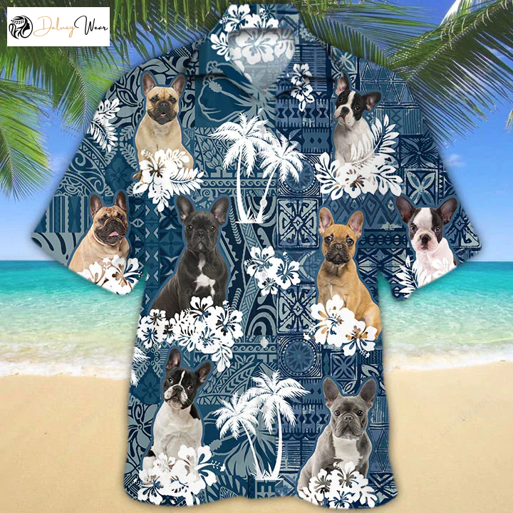 French Bulldog Hawaiian Shirt Gift for Men Women Fans - Floral Dog Short Sleeve Aloha Shirt Gift for Men Women Fans for Men & Women