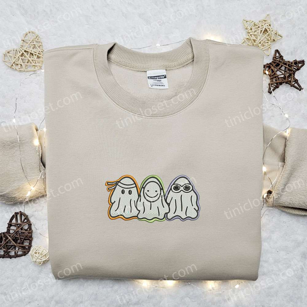 Spooky & Hilarious: Funny Ghosts Embroidered Shirt – Perfect Halloween Gift for Family Spooky & Hilarious: Funny Ghosts Embroidered Shirt – Perfect Halloween Gift for Family