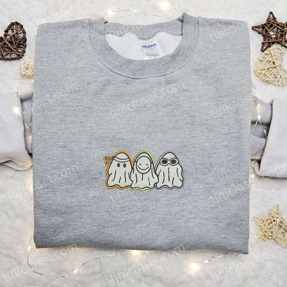 Spooky & Hilarious: Funny Ghosts Embroidered Shirt – Perfect Halloween Gift for Family Spooky & Hilarious: Funny Ghosts Embroidered Shirt – Perfect Halloween Gift for Family