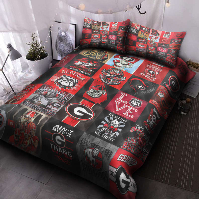 Georgia Bulldogs Quilt Bedding Set Decor Gift For Men Women Decor Gift For Men Women G95