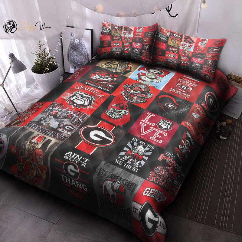 Georgia Bulldogs Quilt Bedding Set Decor Gift For Men Women Decor Gift For Men Women G95