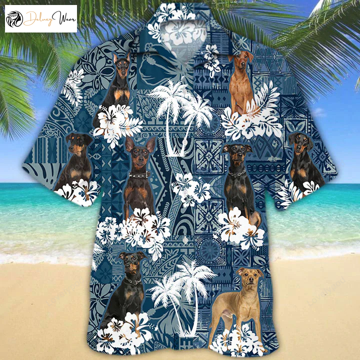 German Pinscher Hawaiian Shirt Gift for Men Women Fans: Flower Dog Short Sleeve Aloha Shirt Gift for Men Women Fans for Men & Women