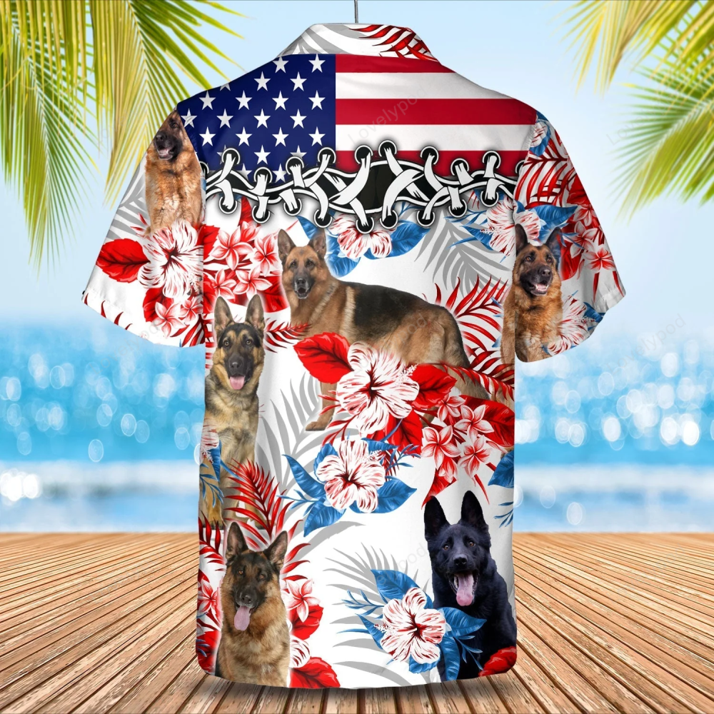 German Shepherd Hawaiian Shirt Gift for Men Women Fans – Summer Aloha Shirt Gift for Men Women Fans for Men & Women Unique Dog Print Shirt Gift for Men Women Fans