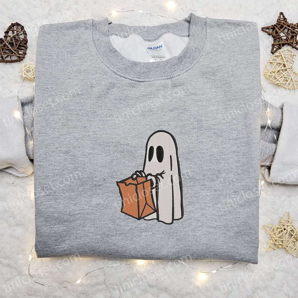 Spooky Ghost Box Embroidered Sweatshirt: Perfect Halloween Gift Idea Spooky Ghost Box Embroidered Sweatshirt: Perfect Halloween Gift Idea