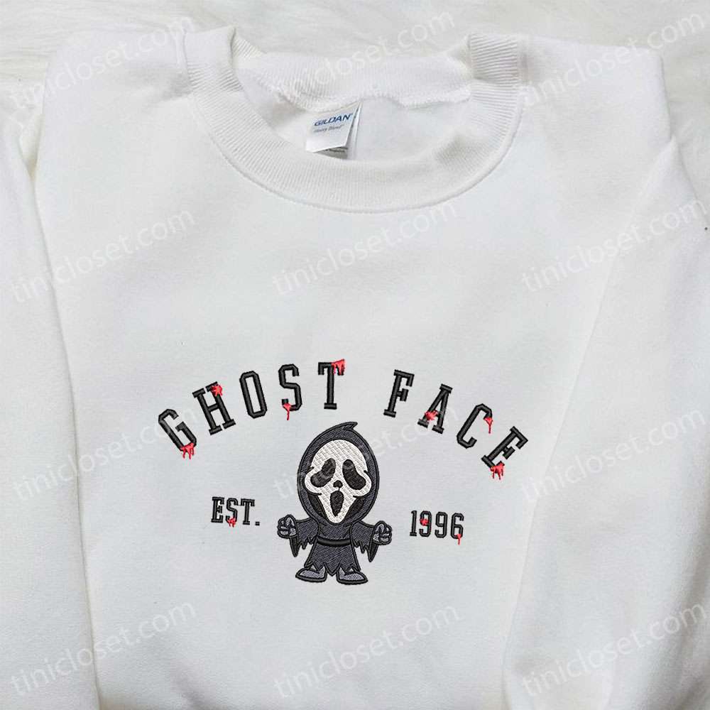 Spooktacular Ghost Face Est 1996 Embroidered Shirt Horror Characters Halloween Family Shirts