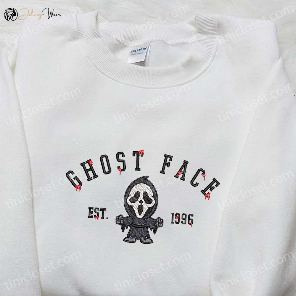 Spooktacular Ghost Face Est 1996 Embroidered Shirt Horror Characters Halloween Family Shirts