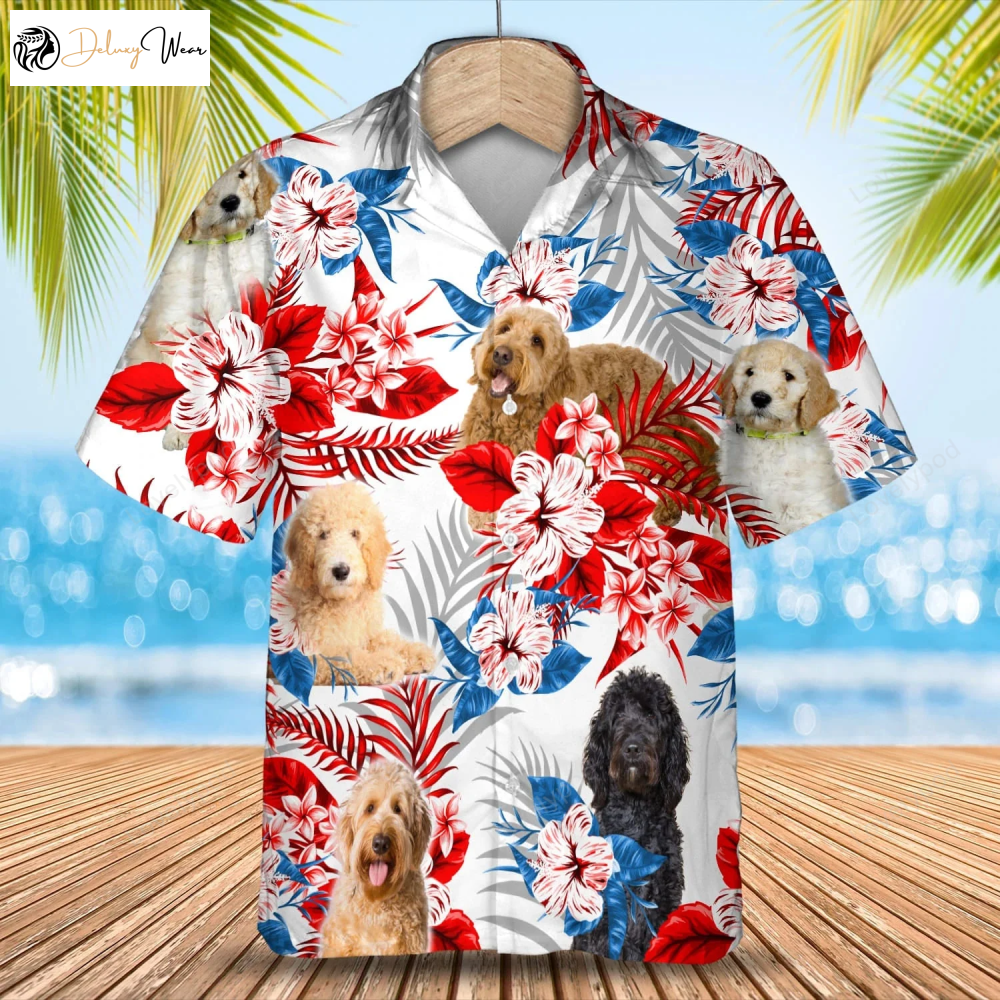 Goldendoodle American Flag Hawaiian Shirt Gift for Men Women Fans – Summer Aloha Men s Shirt Gift for Men Women Fans Perfect Summer Gift