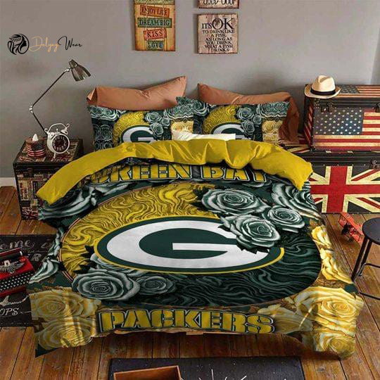 Green Bay Packers 2 Bedding Set Decor Gift For Men Women Decor Gift For Men Women G95