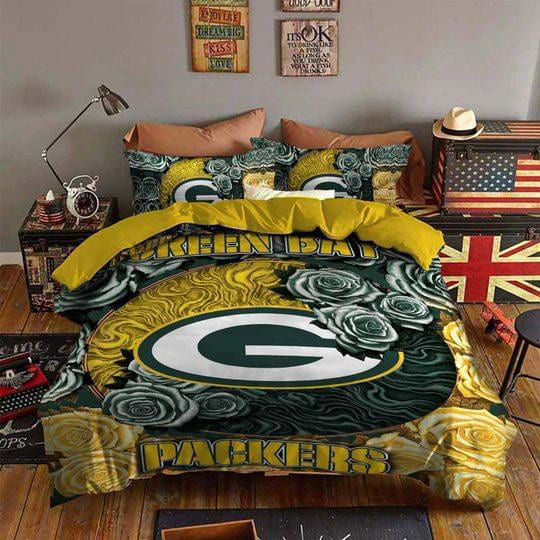 Green Bay Packers 2 Bedding Set Decor Gift For Men Women Decor Gift For Men Women G95