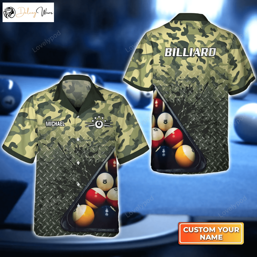 Unique Green Camo Billiard & Darts Hawaiian Shirt Gift for Men Women Fans for Men Women & Teams
