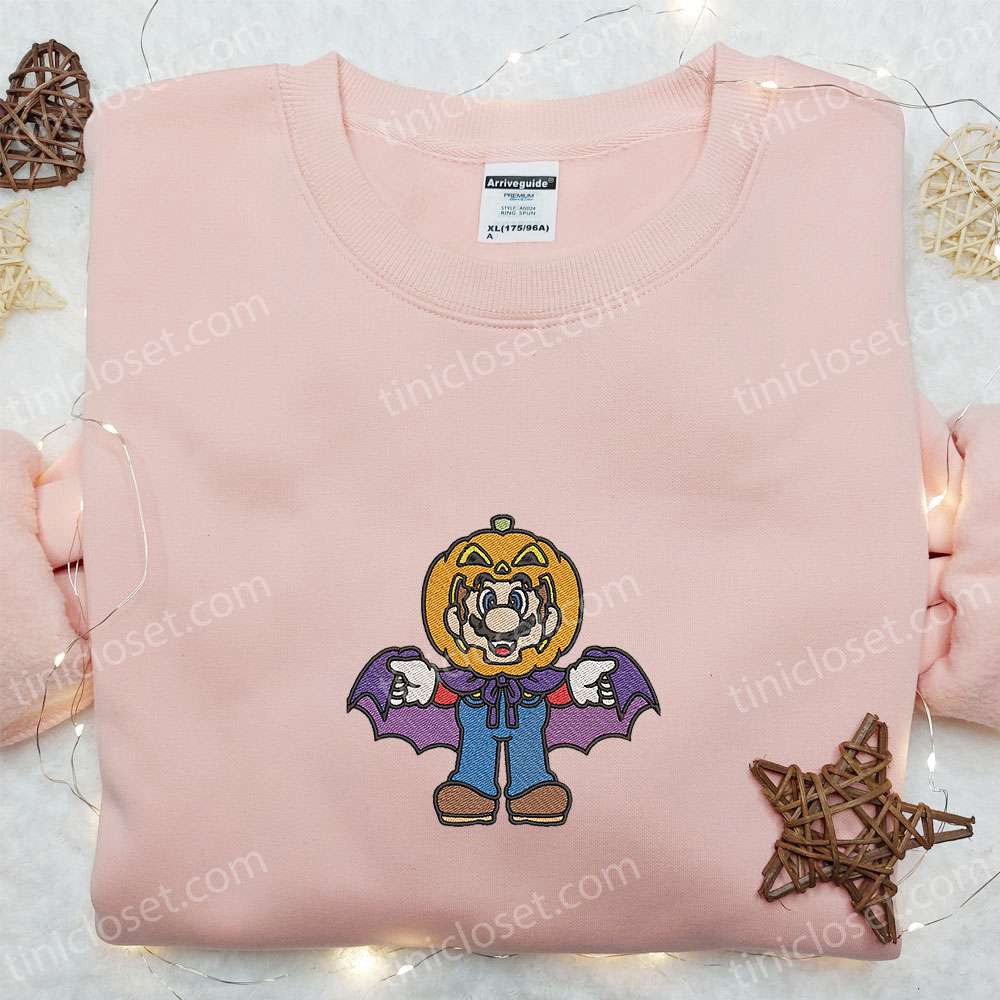 Halloween Mario Pumpkin Embroidered Shirt Hoodie & Sweatshirt: Funny Cute & Spooky Styles Halloween Mario Pumpkin Embroidered Shirt Hoodie & Sweatshirt: Funny Cute & Spooky Styles