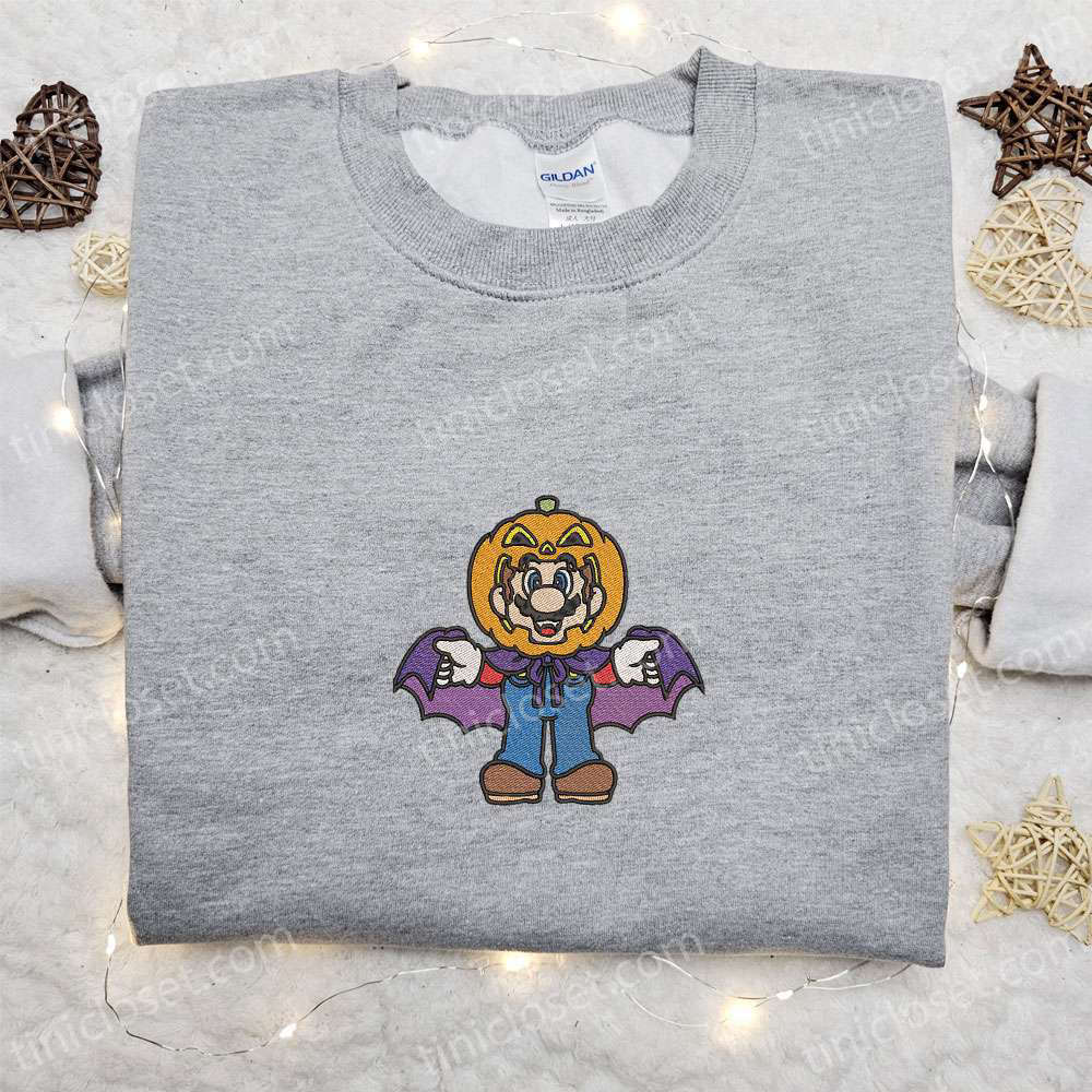 Halloween Mario Pumpkin Embroidered Shirt Hoodie & Sweatshirt: Funny Cute & Spooky Styles Halloween Mario Pumpkin Embroidered Shirt Hoodie & Sweatshirt: Funny Cute & Spooky Styles