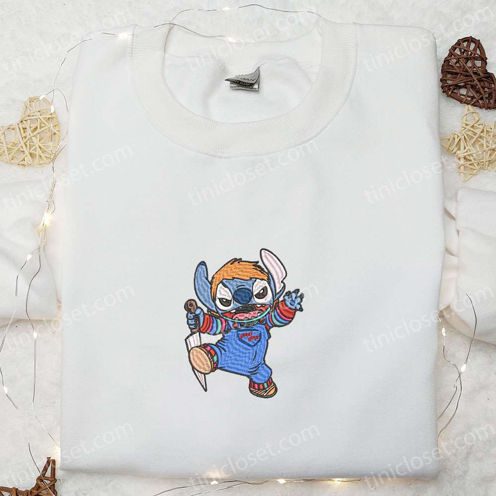 Spooky Halloween Stitch Embroidered Sweatshirt & Disney Shirt – Funny Halloween T-shirt