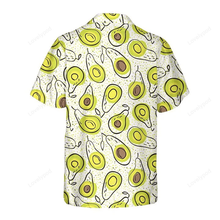 Hand Drawn Avocado Pattern Hawaiian Shirt Gift for Men Women Fans – Unisex Tropical Fashion