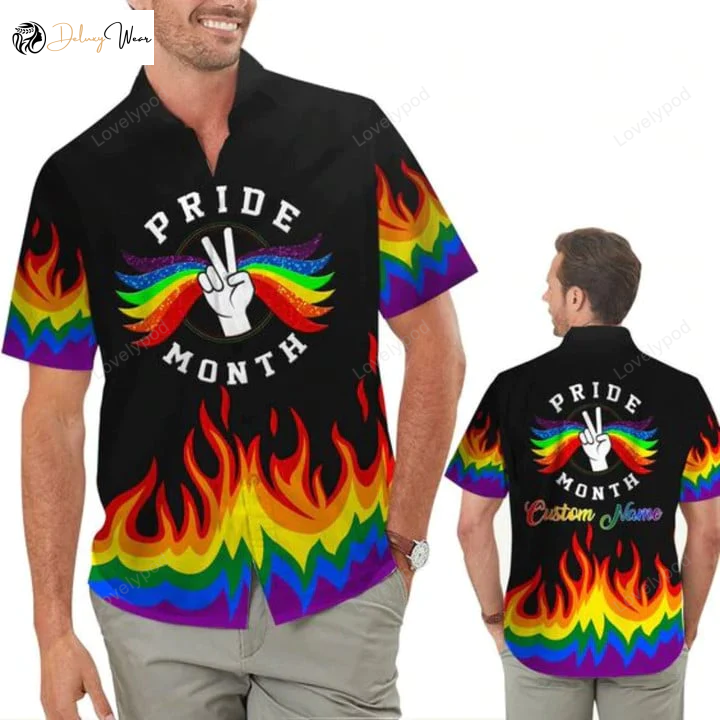 Rainbow LGBT Hawaiian Shirt Gift for Men Women Fans: Fun Tropical Floral Design for Gaymers and Lesbians
