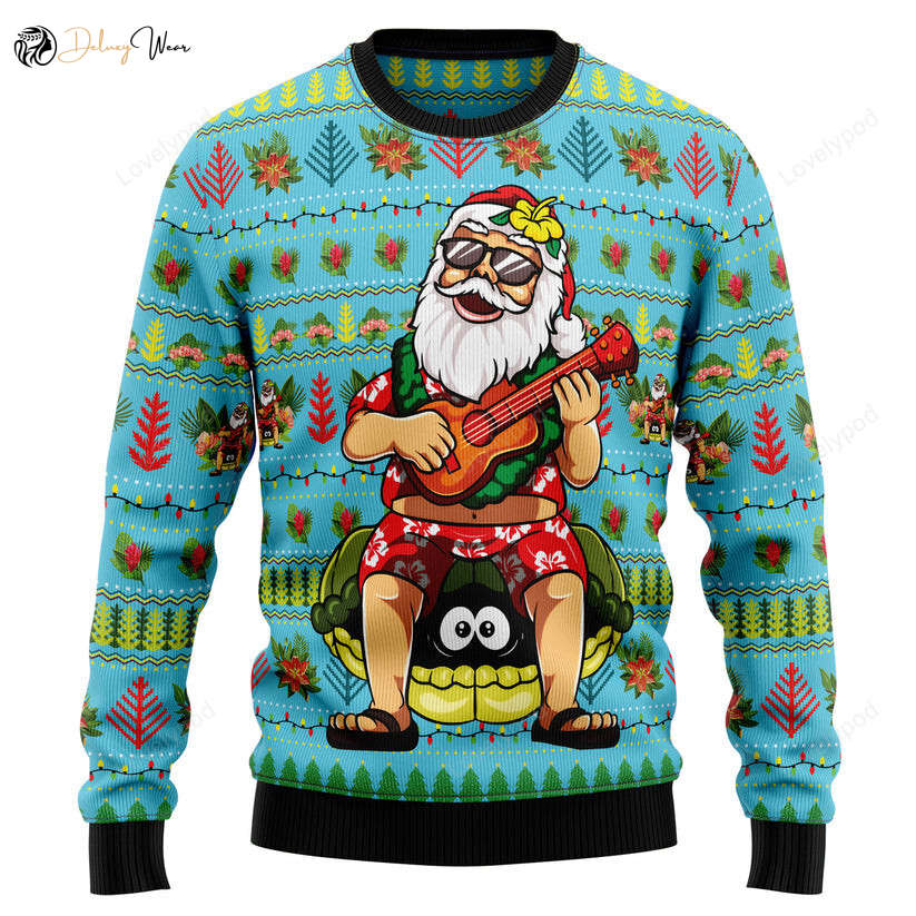 Hawaiian Christmas Santa Claus Ugly Sweater: Festive Attire for Men & Women