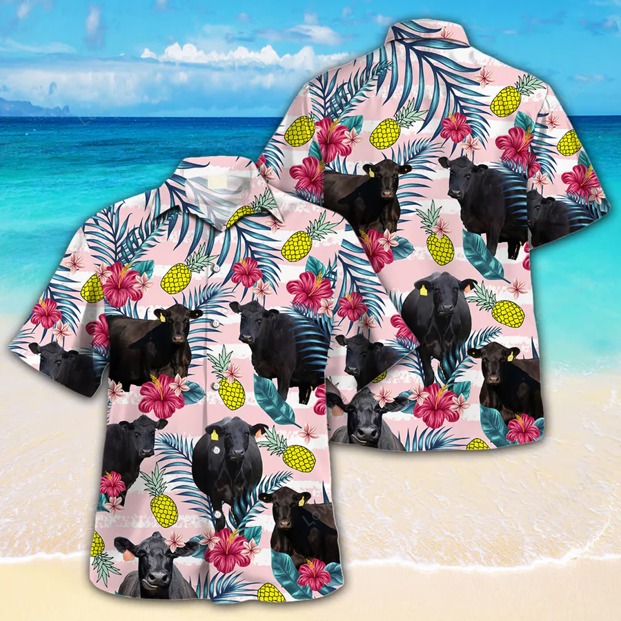 Black Angus Cow Hawaiian Shirt for Farm Lovers – Unisex Hawaiian Shirt
