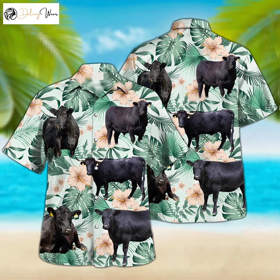 Black Angus Cow Hawaiian Shirt for Farm Lovers – Unisex Hawaiian Shirt