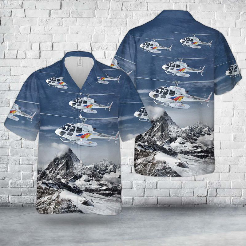 Heliski EurocopterAS350 B3 Helicopter Hawaiian Shirt Gift for Men Dad Father Gift for Men Dad Father