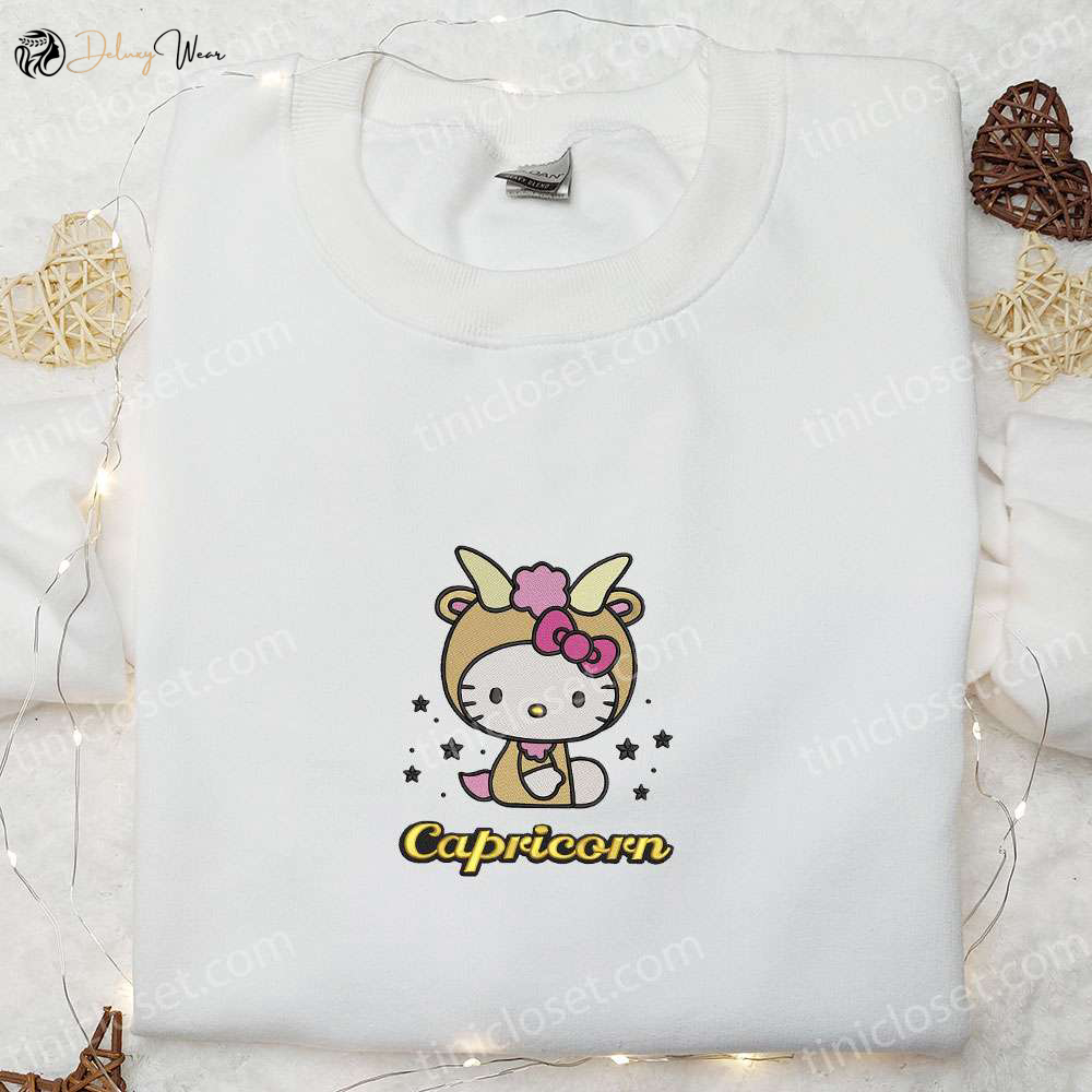 Hello Kitty Capricorn Embroidered Shirt: Cute Birthday Gift for Friends & Family