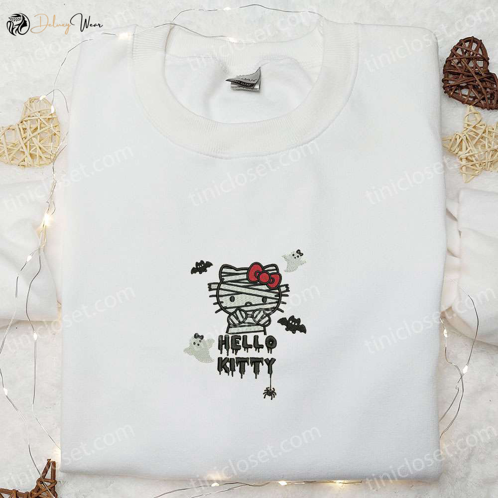 Spooktacular Hello Kitty Halloween Embroidered Sweatshirt – Best Gifts for Friends and Family