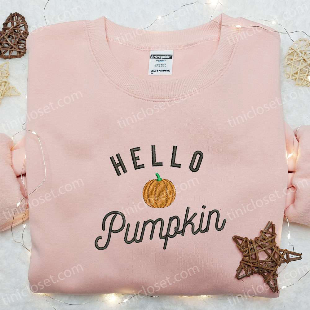 Spooky Hello Pumpkin Embroidered Sweatshirt & Hoodie: Best Halloween Gift Ideas Spooky Hello Pumpkin Embroidered Sweatshirt & Hoodie: Best Halloween Gift Ideas