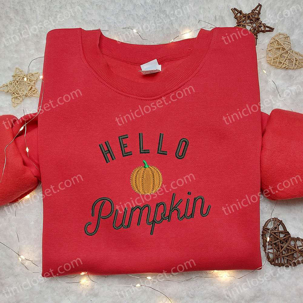 Spooky Hello Pumpkin Embroidered Sweatshirt & Hoodie: Best Halloween Gift Ideas Spooky Hello Pumpkin Embroidered Sweatshirt & Hoodie: Best Halloween Gift Ideas