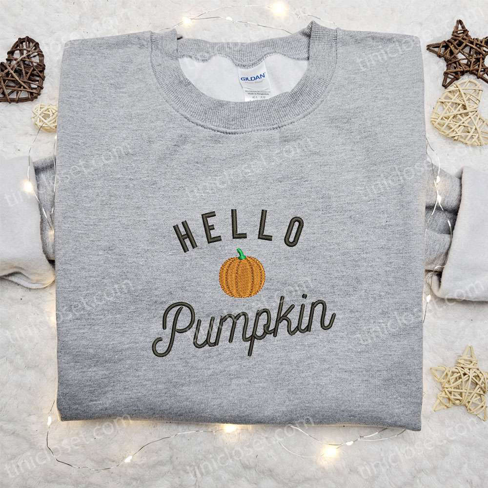 Spooky Hello Pumpkin Embroidered Sweatshirt & Hoodie: Best Halloween Gift Ideas Spooky Hello Pumpkin Embroidered Sweatshirt & Hoodie: Best Halloween Gift Ideas