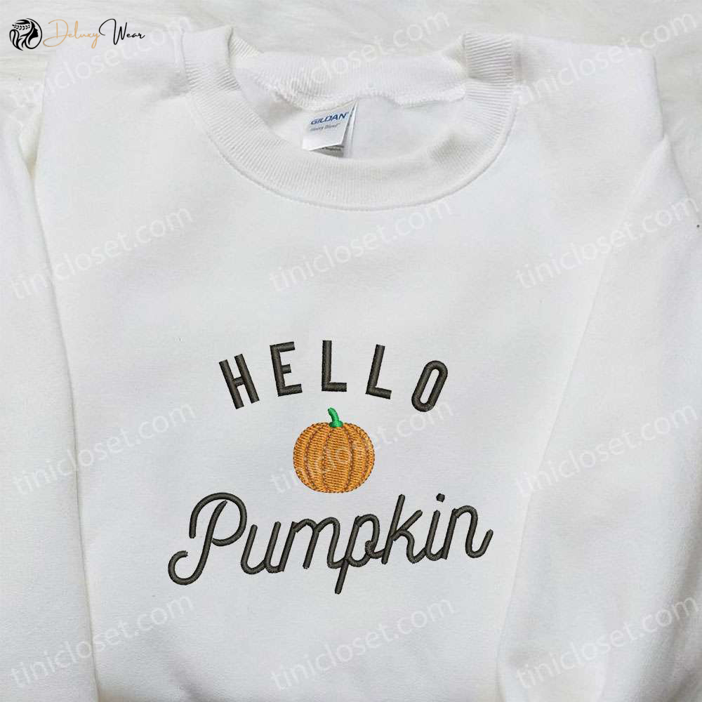 Spooky Hello Pumpkin Embroidered Sweatshirt & Hoodie: Best Halloween Gift Ideas