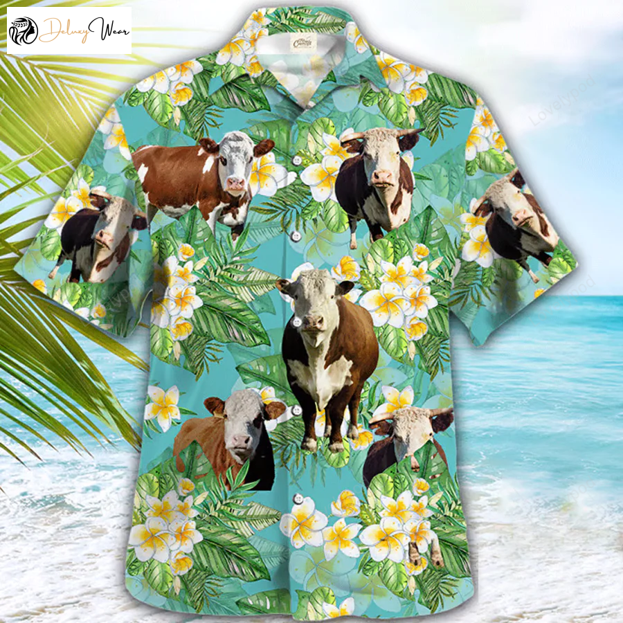 Hereford Tropical Hawaiian Shirt Gift for Men Women Fans - Cow & Animal Shirt Gift for Men Women Fanss for Men Perfect Gift for Him