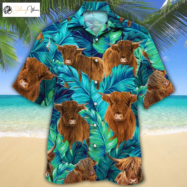Highland Cattle Lovers Hawaiian Shirt Gift for Men Women Fans: Stylish & Fun Cow Print Apparel