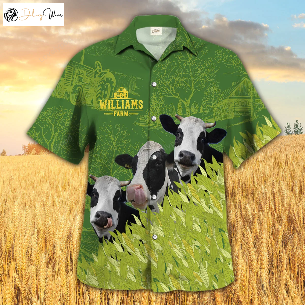 Stylish Holstein Farm Corn Pattern Hawaiian Shirt – Perfect Cow Summer Shirt for Men and Women