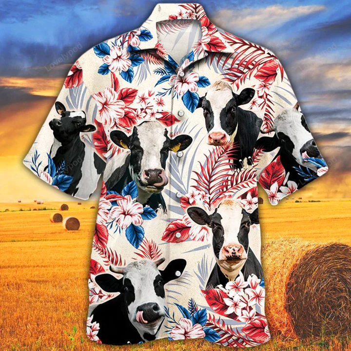 Holstein Friesian Cattle Lovers Hawaiian Shirt Gift for Men Women Fans – Vintage Cow Design for Men and Women