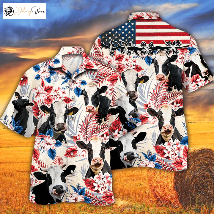 Holstein Friesian Cattle Lovers Hawaiian Shirt Gift for Men Women Fans - Vintage Cow Design for Men and Women