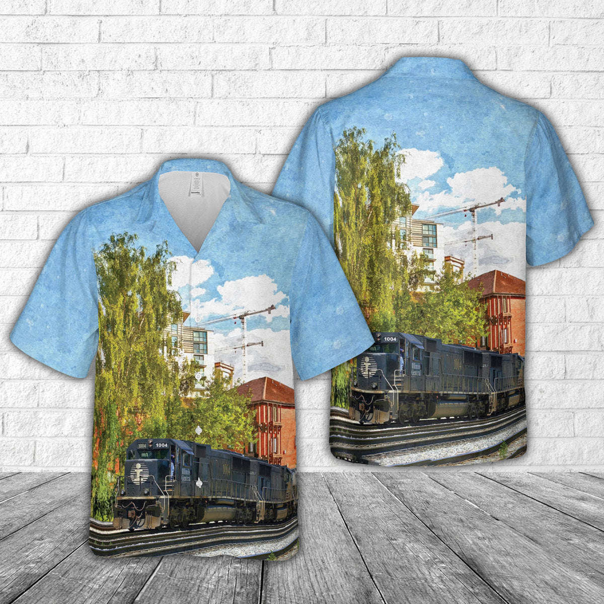 Illinois Central Railroad 1004, EMD SD70 Hawaiian Shirt Gift for Men Dad Father Gift for Men Dad Father